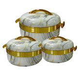 Prime Pick Luxury Marble Finish Insulated Casserole Set of-3 (1L + 2L + 3.5L)