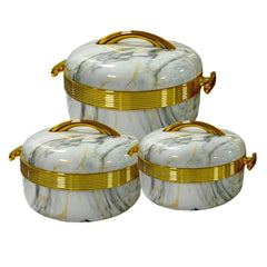Prime Pick Luxury Marble Finish Insulated Casserole Set of-3 (1L + 2L + 3.5L)