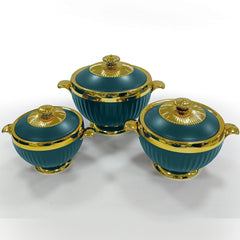 Prime Pick Luxury Casserole Set of-3 (1.2L+1.8L+3.2L) with Golden Finish