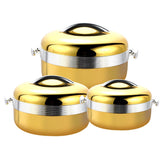 Prime Pick Premium Gold Finish Insulated Casserole Set of 3 (1L + 2L + 3.5L)