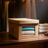 Foldable Cloth Storage Box with Transparent Window & Handles