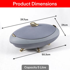 Prime Pick Elegant Oval Casserole 5L with Gold Leaf Handle