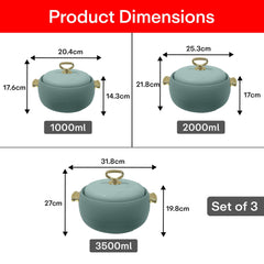 Prime Pick Elegant Casserole Set of-3 (1L + 2L + 3.5L)