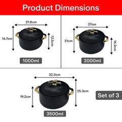 Prime Pick Luxury Casserole Set of-3 (1L + 2L + 3.5L)