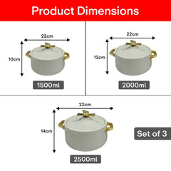 Prime Pick Luxury Casserole Set of-3 (1L + 2L + 3.5L)