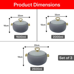 Prime Pick Elegant Casserole Set of-3 (1L + 2L + 3.5L)