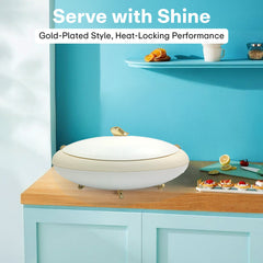 Prime Pick Elegant Oval Casserole 5L with Gold Leaf Handle