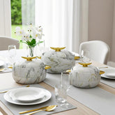 Prime Pick Elegant Golden Handles Marble Finish Casserole Set of-3 (1L+2L+3.5L)