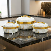 Prime Pick Luxury Marble Finish Insulated Casserole Set of-3 (1L + 2L + 3.5L)