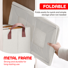 Prime Pick XL Oxford Cloth Organizer Durable Foldable Storage Box with Metal Frame