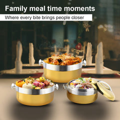 Prime Pick Premium Gold Finish Insulated Casserole Set of 3 (1L + 2L + 3.5L)