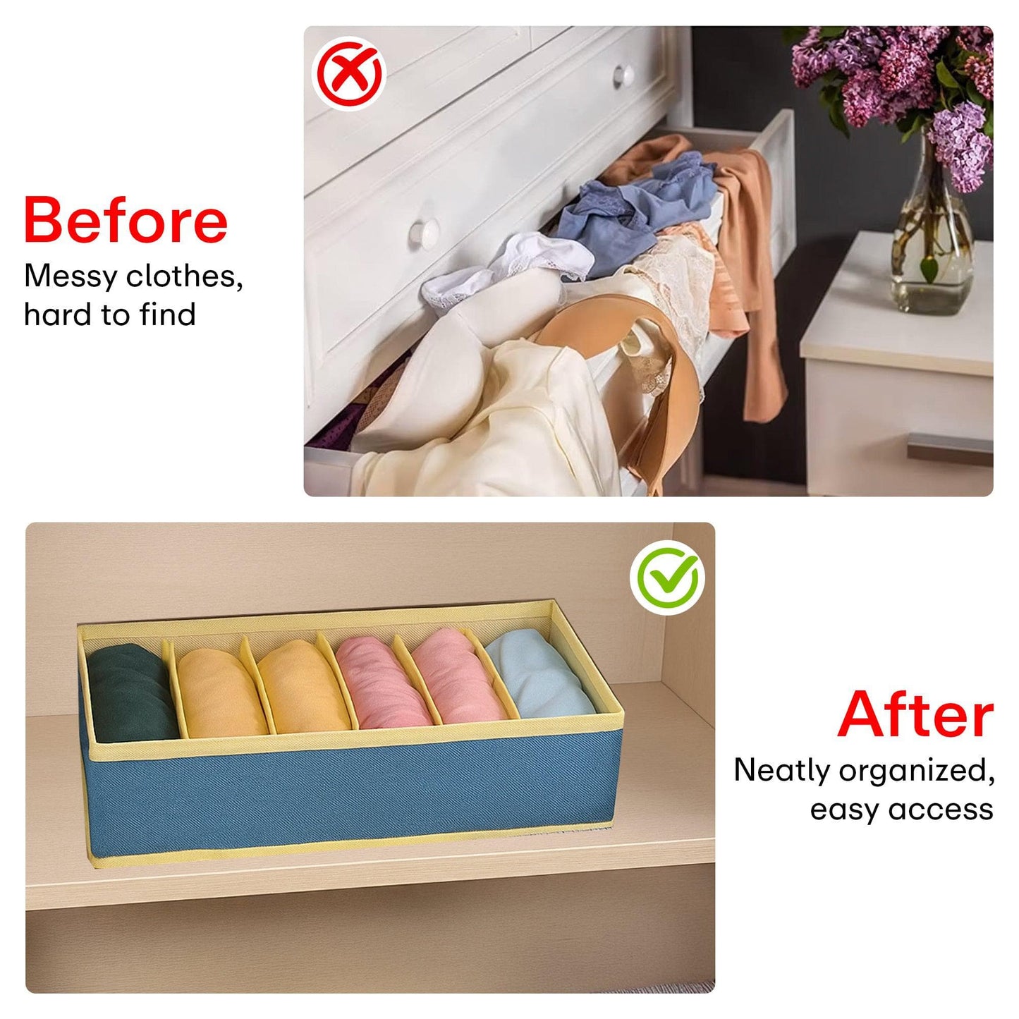 Prime Pick 6 Compartment Underwear Storage Box