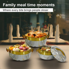Prime Pick Luxury Marble Finish Insulated Casserole Set of-3 (1L + 2L + 3.5L)