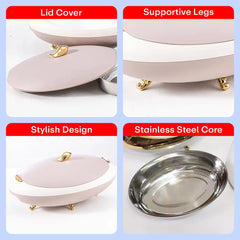 Prime Pick Elegant Oval Casserole 5L with Gold Leaf Handle