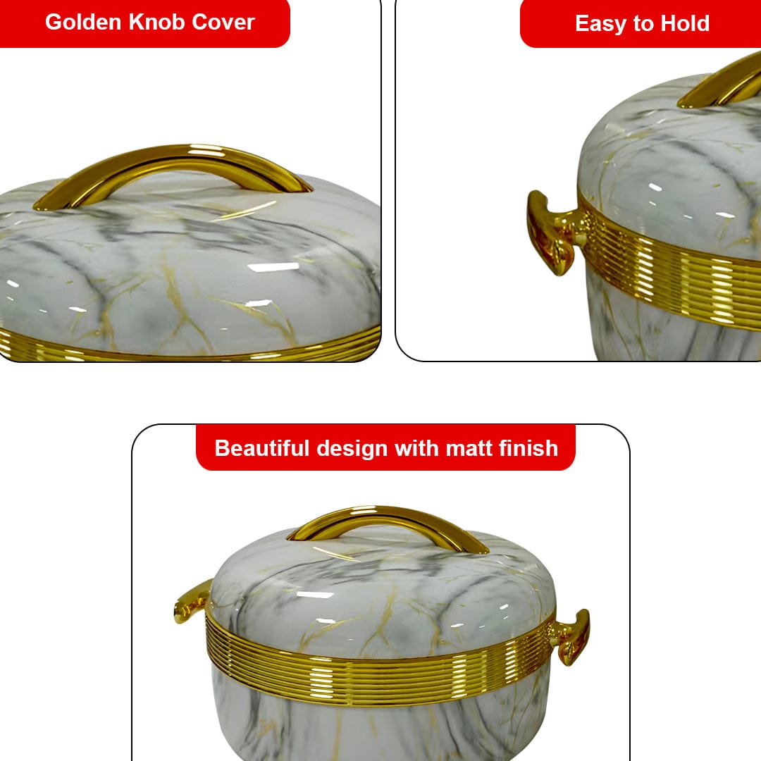 Prime Pick Luxury Marble Finish Insulated Casserole Set of-3 (1L + 2L + 3.5L)