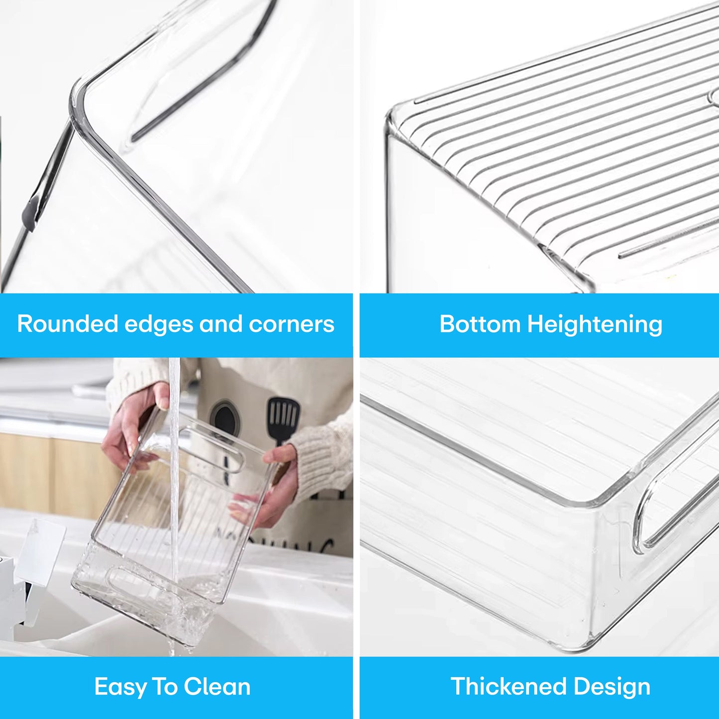 Prime Pick Stackable Food Storage Containers with Handles Acrylic Fridge Organizers (Set Of-3)