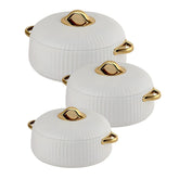 Prime Pick Luxury Ribbed Insulated Casserole with Gold Handles Set Of-3 (1L + 2.5L +3.5L)