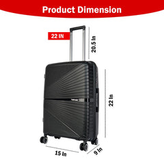 Premium 22” Hard Shell Luggage – Stylish Black Trolley Bag for Travel