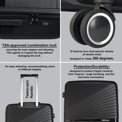 Premium 22” Hard Shell Luggage – Stylish Black Trolley Bag for Travel