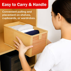 Foldable Beige Bamboo Cloth Organizer Box