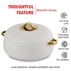 Prime Pick Luxury Ribbed Insulated Casserole with Gold Handles Set Of-3 (1L + 2.5L +3.5L)