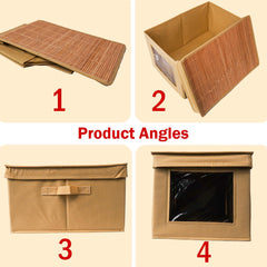 Foldable Cloth Storage Box with Transparent Window & Handles