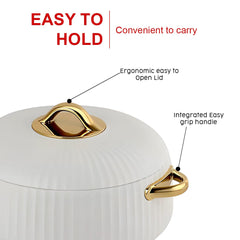 Prime Pick Luxury Ribbed Insulated Casserole with Gold Handles Set Of-3 (1L + 2.5L +3.5L)