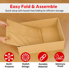 Foldable Beige Bamboo Cloth Organizer Box