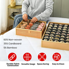 Foldable Bamboo Cloth Organizer with 6-Compartments