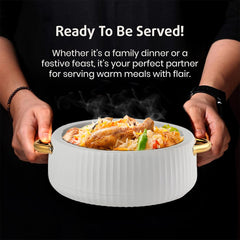 Prime Pick Luxury Ribbed Insulated Casserole with Gold Handles Set Of-3 (1L + 2.5L +3.5L)