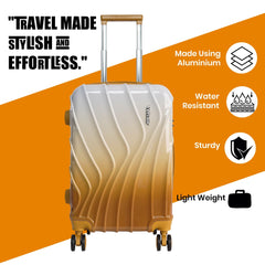 Medium Hard Shell Luggage Set of 3 (20” + 24” + 28”) – Stylish Gold Trolley Bags