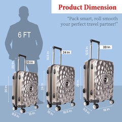 Premium Hard Shell Luggage Set of 3 (20” + 24” + 28”) – Stylish Black Trolley Bag Combo