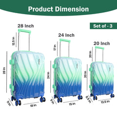 Medium Hard Shell Luggage Set of 3 (20” + 24” + 28”) – Stylish Gold Trolley Bags