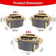 Insulated Casserole Set of 3 (1.8L + 2.3L + 3.5L) – Premium Hot Pot Set for Kitchen