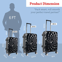 Premium Hard Shell Luggage Set of 3 (20” + 24” + 28”) – Stylish Black Trolley Bag Combo