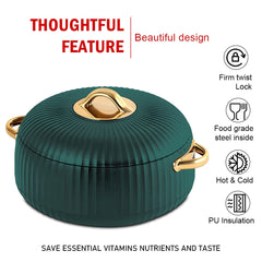 Prime Pick Luxury Ribbed Insulated Casserole with Gold Handles Set Of-3 (1L + 2.5L +3.5L)