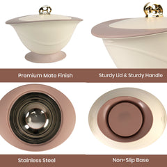 Insulated Casserole Set of 3 (0.8L + 1.8L + 3L) – Elegant Pink Hot Pot Set for Kitchen