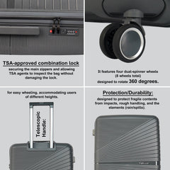 Premium 22” Hard Shell Luggage – Stylish Black Trolley Bag for Travel