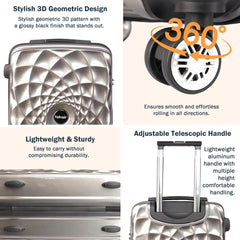 Premium Hard Shell Luggage Set of 3 (20” + 24” + 28”) – Stylish Black Trolley Bag Combo