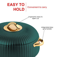 Prime Pick Luxury Ribbed Insulated Casserole with Gold Handles Set Of-3 (1L + 2.5L +3.5L)