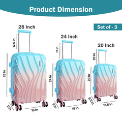 Medium Hard Shell Luggage Set of 3 (20” + 24” + 28”) – Stylish Gold Trolley Bags