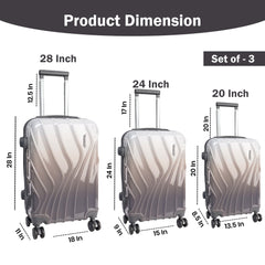 Medium Hard Shell Luggage Set of 3 (20” + 24” + 28”) – Stylish Gold Trolley Bags