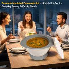 Insulated Casserole Set of 3 (0.8L + 1.8L + 3L) – Elegant Pink Hot Pot Set for Kitchen