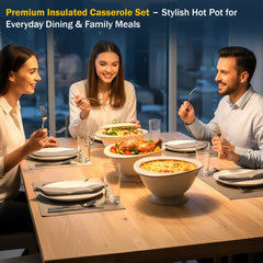 Insulated Casserole Set of 3 (0.8L + 1.8L + 3L) – Elegant Pink Hot Pot Set for Kitchen