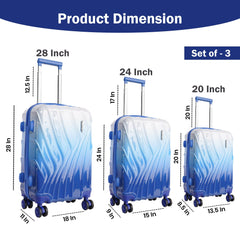 Medium Hard Shell Luggage Set of 3 (20” + 24” + 28”) – Stylish Gold Trolley Bags
