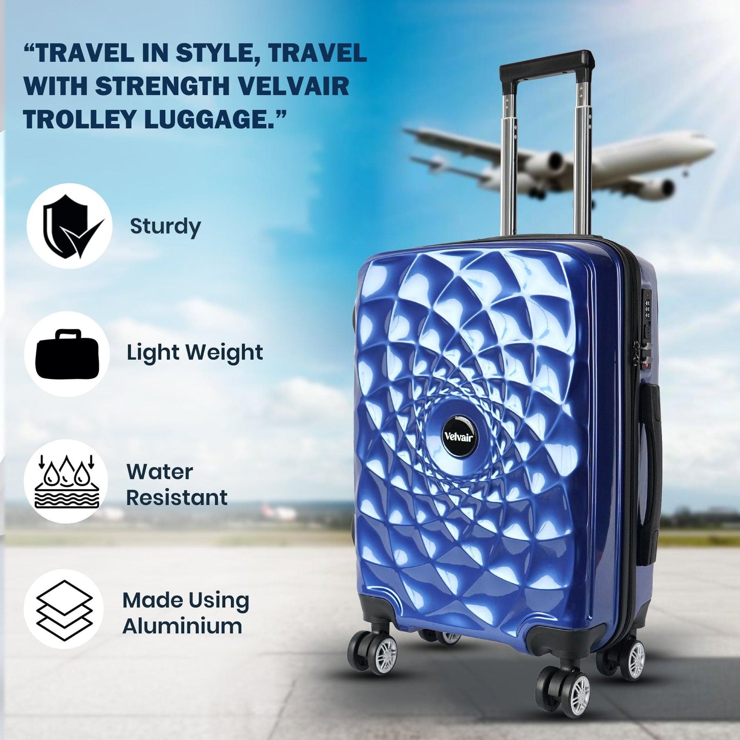 Velvair Luggage – Travel Made Stylish and Effortless, 20″ Black