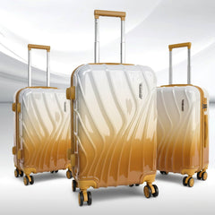 Medium Hard Shell Luggage Set of 3 (20” + 24” + 28”) – Stylish Gold Trolley Bags