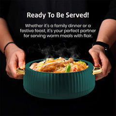 Prime Pick Luxury Ribbed Insulated Casserole with Gold Handles Set Of-3 (1L + 2.5L +3.5L)