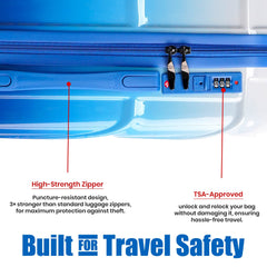 Medium Hard Shell Luggage Set of 3 (20” + 24” + 28”) – Stylish Gold Trolley Bags