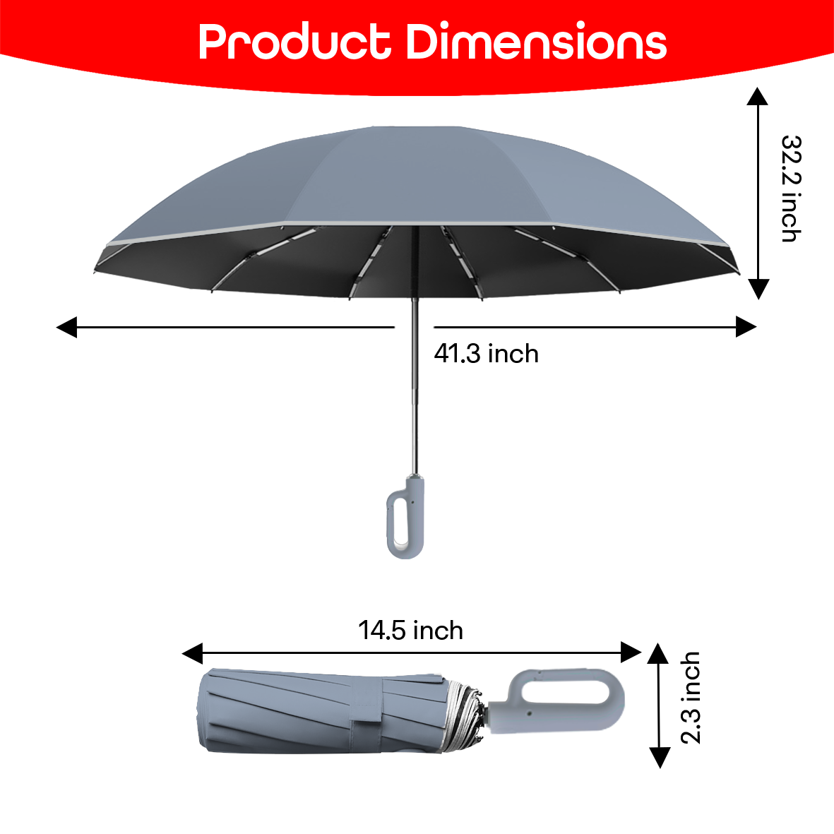 Prime Pick Compact Travel Umbrella With Reflective Strip